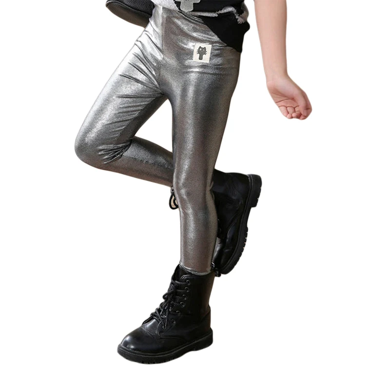 Buy Girls Leggings Silver Shinny Skinny Pencil Pants