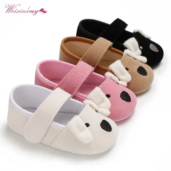 

Lovely Cartoon Animal Dog Print Baby Boys Girls Shoes Soft Sole No-slip First Walker Newborn Infant Hook &Loop Prewalker
