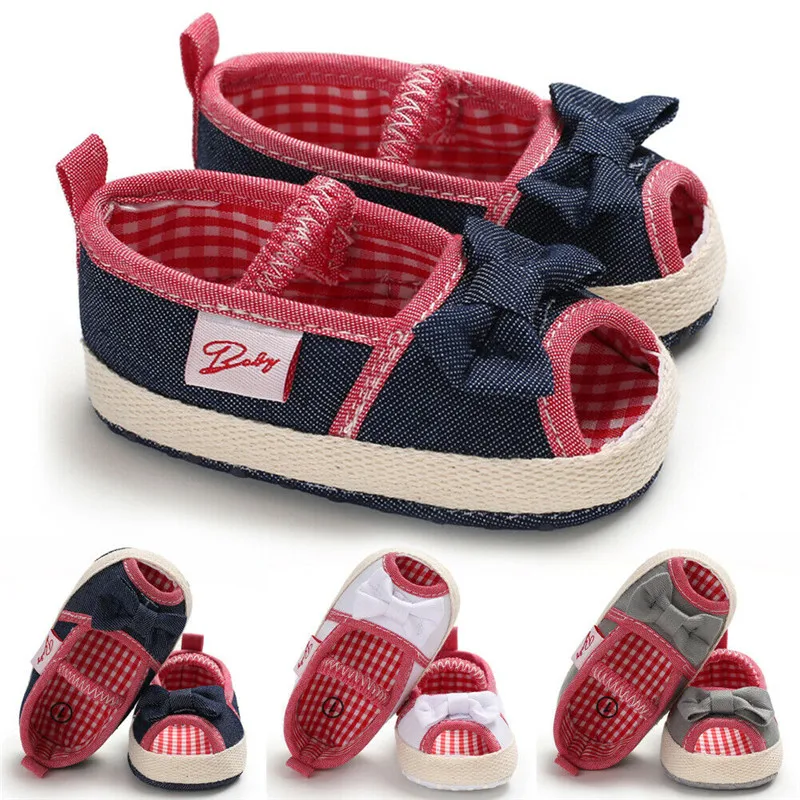 

Summer Baby Girls Sandals Soft anti-skid Bottom kids Baby Sandals Breathable Canvas Bowknot Children Shoes