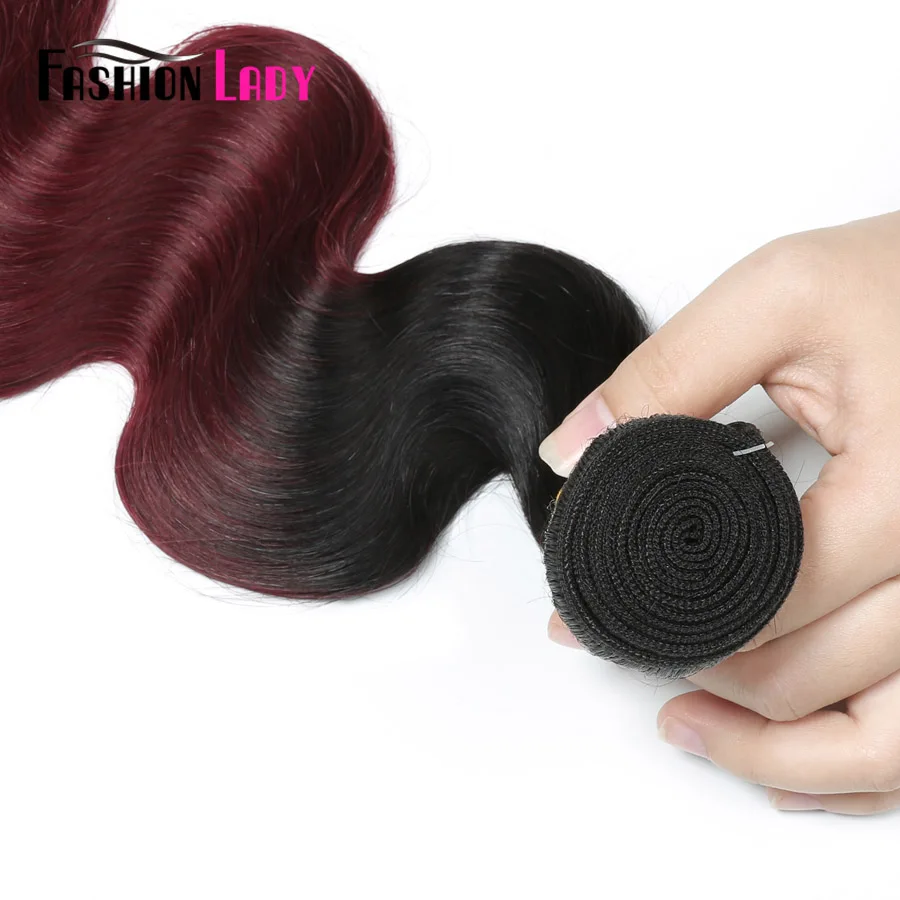 Fashion Lady Brazilian Hair Weave Bundles Ombre 1b/99j Red Body Wave Bundles 4Pcs 1b/99j Human Hair Weave Bundles non-Remy