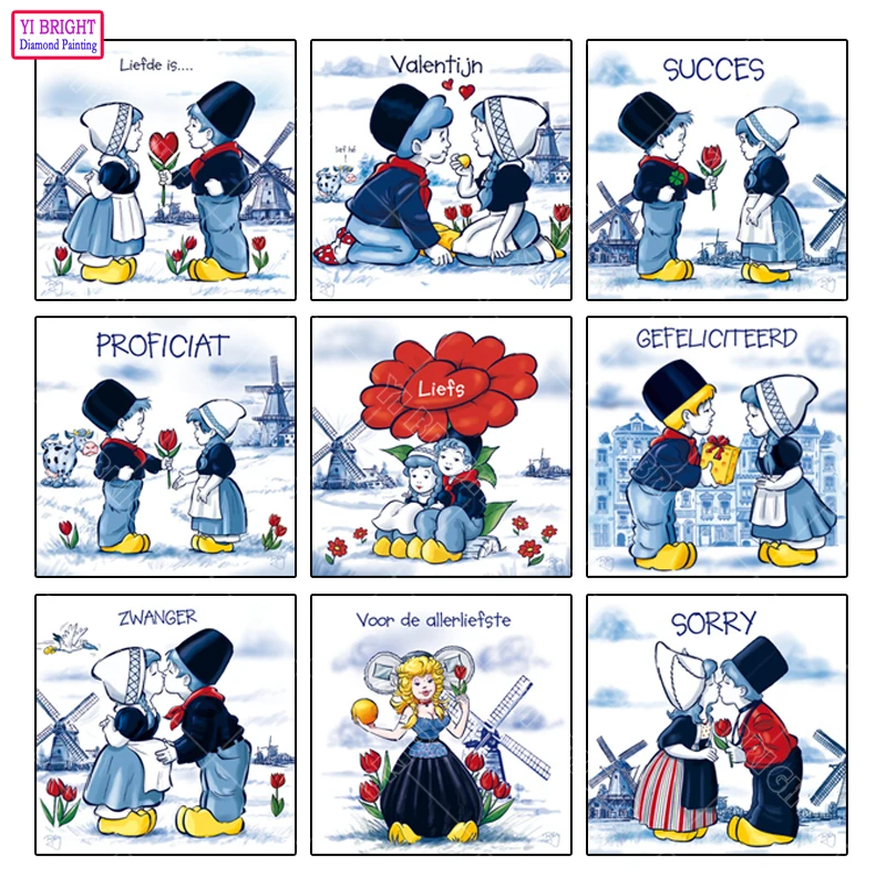 

5D Diy diamond painting cross stitch Cartoon kids Lover Full Round Diamond embroidery Needlework Rhinestone Mosaic Crafts 1117-1