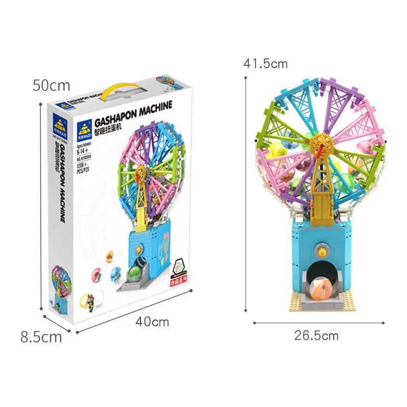 

KAZI gashapon machine city amusement model building blocks ferris wheel kids toys Christmas gift friends girls