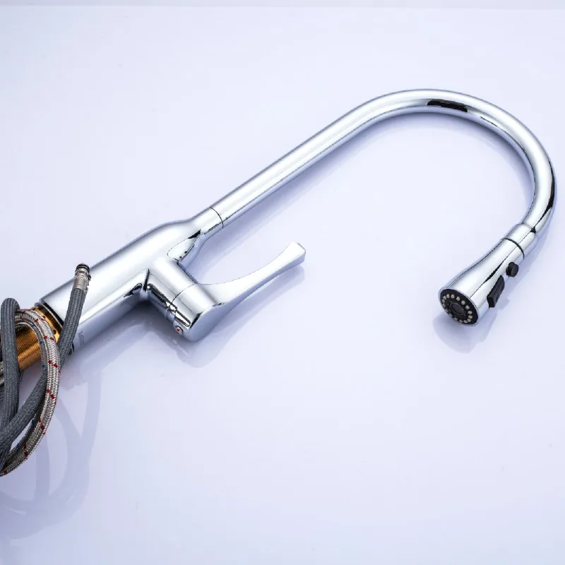 MOIIO Modern Pull-Out Kitchen Faucet Solid Brass Chrome Single hand Pause Button Pull Out Sprayer Kitchen Faucet grifo cocina MOIIO Modern Pull-Out Kitchen Faucet Solid Brass Chrome Single hand Pause Button Pull Out Sprayer Kitchen Faucet grifo cocina