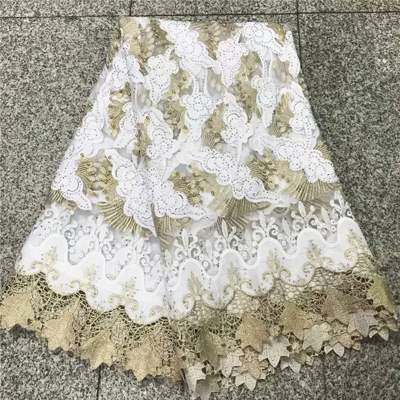

Elegant Bride Wedding Dresses Embroidered Net Lace Tulle Lace Fabric With Beads High Quality African Nigeria For Women NLY26-1