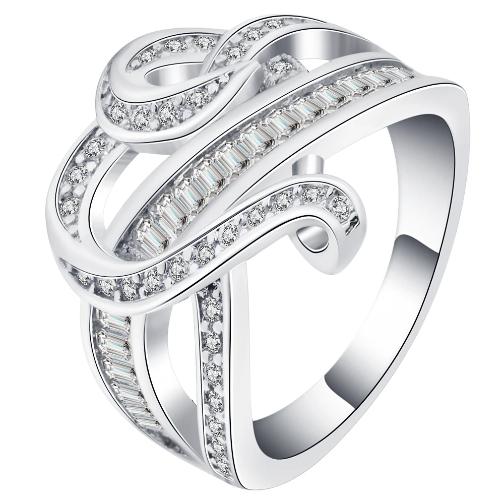 UFOORO Large Cubic Zirconia Geometric Rings Jewelry White ...