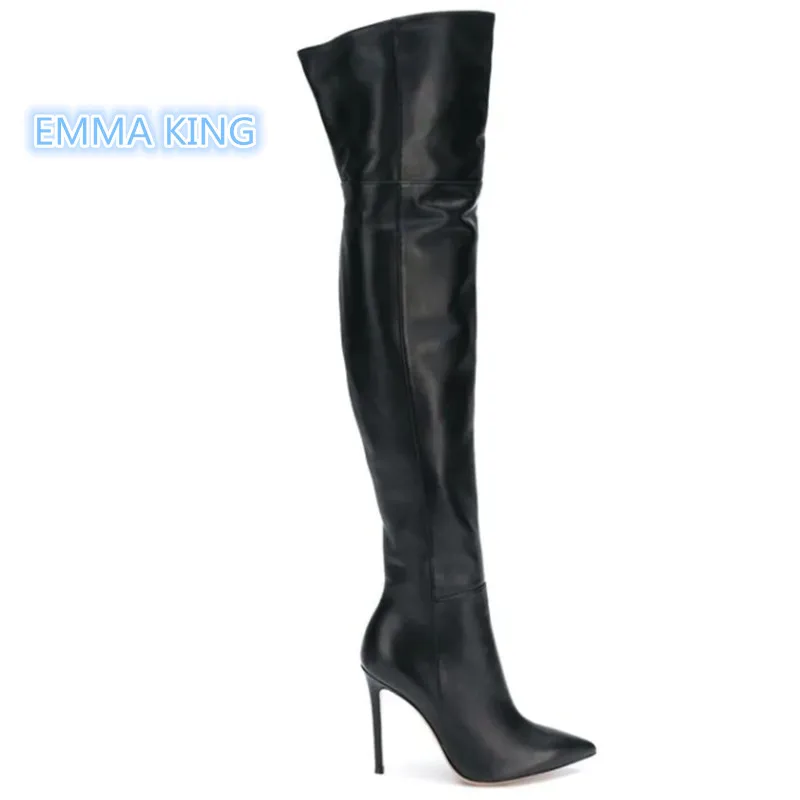 

2019 New Arrival Women Over The Knee Boots Pointed Toe Designer High Heel Knight Boots Stilettos Side Zipper Thigh High Boots