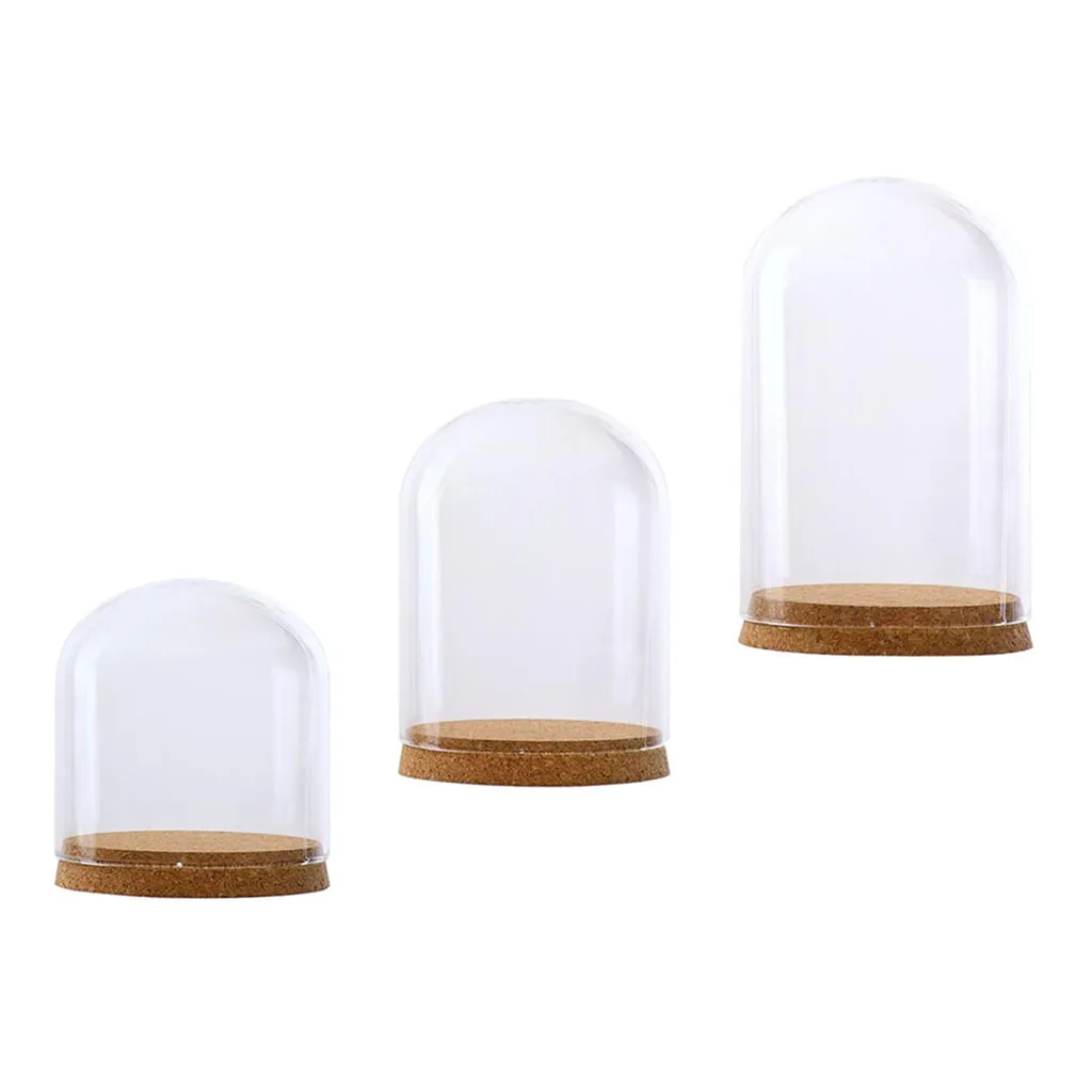 Glass Dome Cover Cloche Bell Jar Succulents Terrariums with Wood Cork Wedding Parties Decorations Miniatures Craft