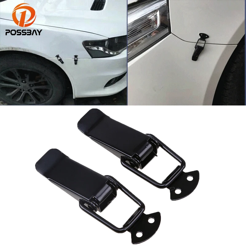 

POSSBAY Car Truck Security Hook Lock Clip Kit Universal Clip For Racing Car Truck Hood Quick Release Fastener Auto Body Stickers
