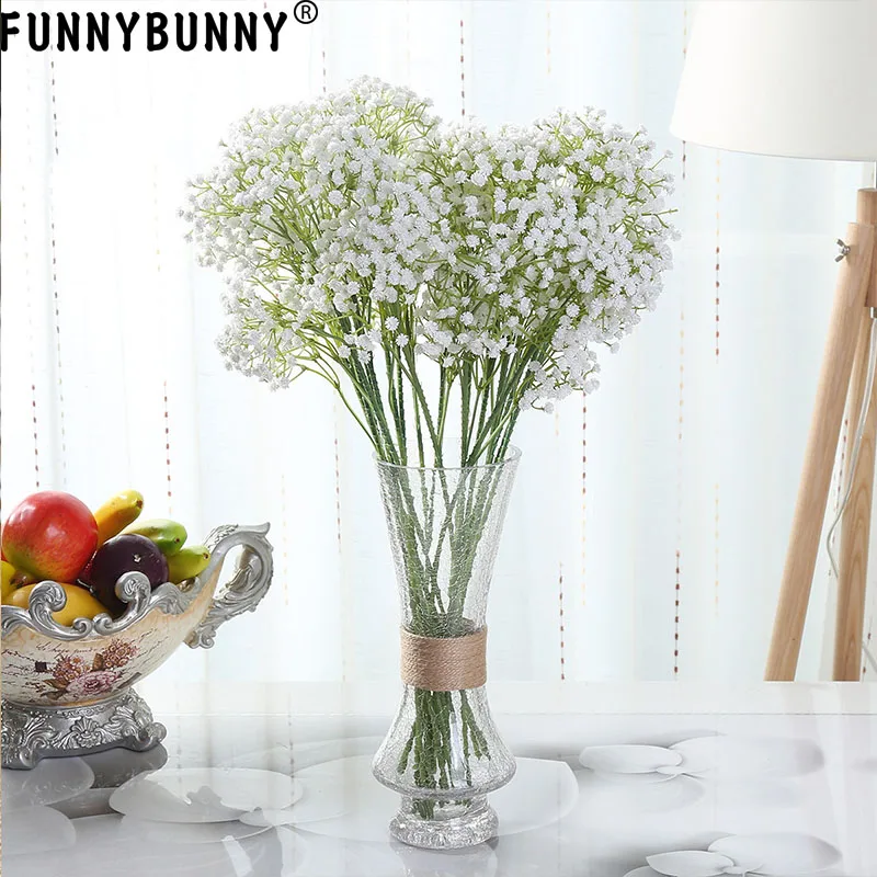 

FUNNYBUNNY 5Pcs Babysbreath/Gypsophila Artificial Fake Plants Wedding Party Decoration Real Touch Flowers DIY Home Garden