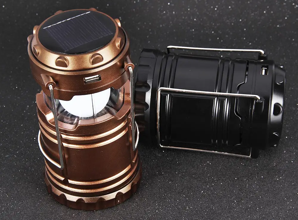 6 LED Hand Lamp Collapsible Solar Camping Lantern Tent Lights for Outdoor Lighting