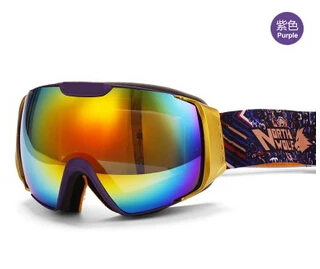 NORTH WOLF Ski Goggles Double Anti fog Skiing Glasses Snow Sports Ski Clear Lens Mountaineering Mirror