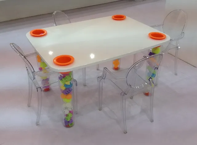 Transparent Kids dining table Children's toys table
