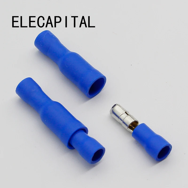 50x Blue Male Bullet Connector Insulated Crimp Terminals for Electrical Wiring 