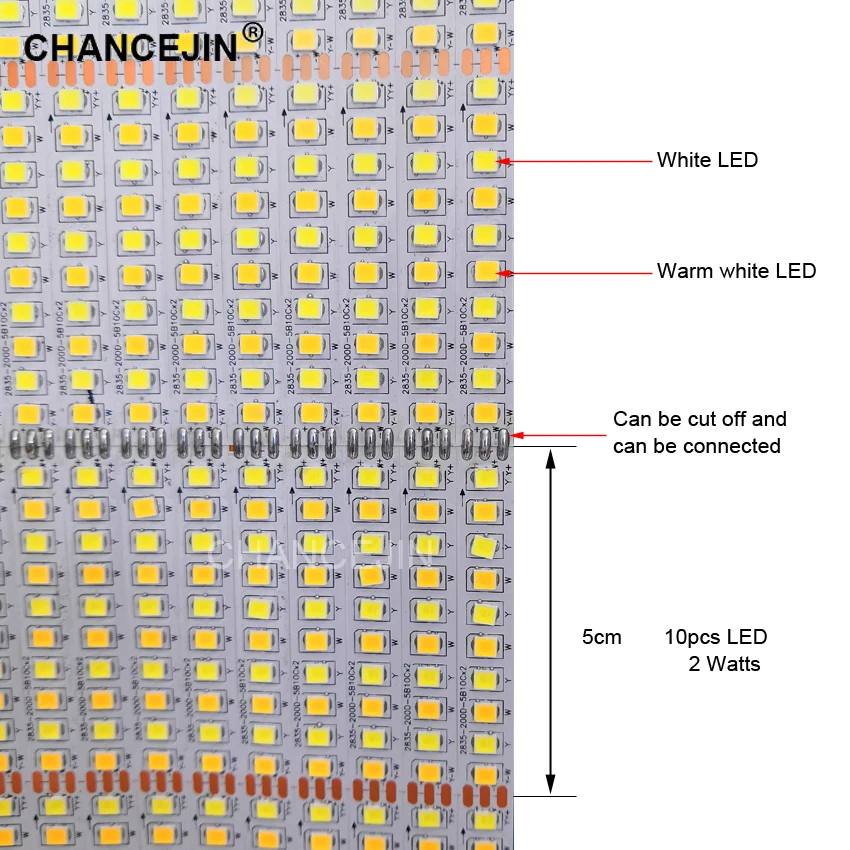 5 см/2 Вт 5B10Cx2 двойной цвет светодиодный Ленточный белый& теплый белый светодиодный светильник источник света используется в люстр потолочный светильник панельный светильник