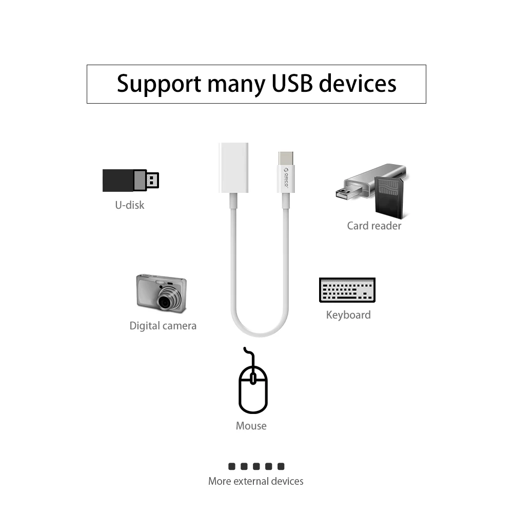 Адаптер ORICO CT2 Type C OTG на кабель USB 2 0 для передачи данных 10/15/25/50 см MacBook Extended U Disk Mouse