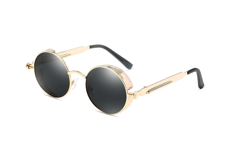 Круглые металлические солнцезащитные очки в стиле стимпанк, поляризационные, для мужчин и женщин, модные очки, фирменный дизайн, винтажные зеркальные очки с покрытием