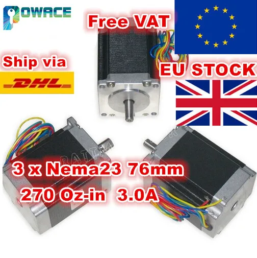

[EU Delivery/Free VAT] 3Pcs Nema23 76mm Stepper Motor 270Oz-in 3A CNC Stepper Motor Stepping Motor for CNC Milling Machine