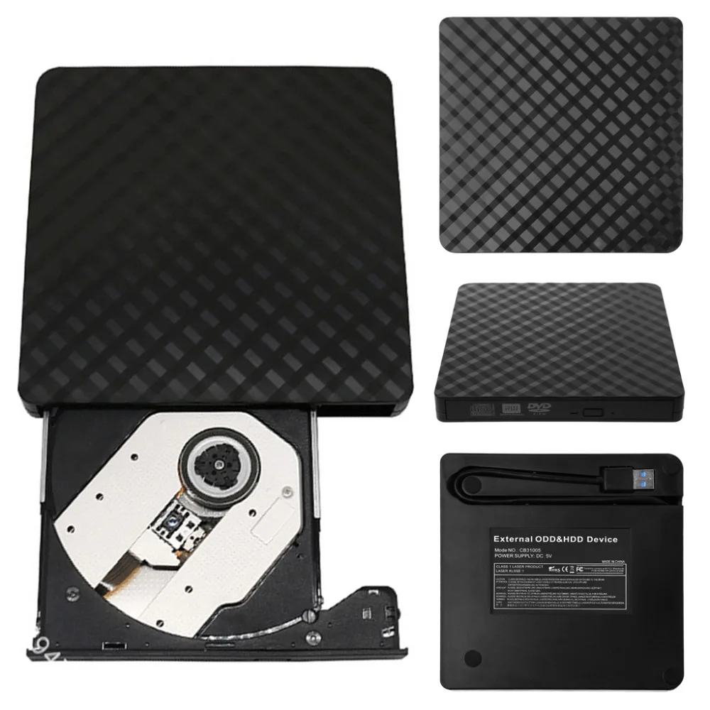 KuWFi DVD RW USB 3,0 портативный ультра тонкий внешний оптический привод CD DVD Rom лоток горелки ридер передача даты для ноутбука