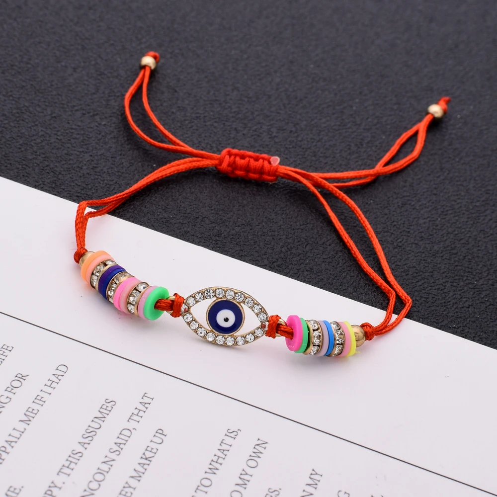 12pcs/set Handmade Braide Adjustable Bracelets&Bangle Crystal Eye Palm Beads Charms Bracelet Fashion Wristband Jewelry for Women|Браслеты с
