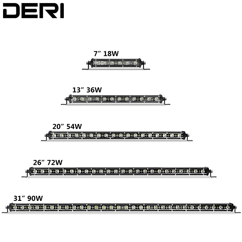 DERI Super Slim LED Work Light Bar Single Row 7 13 20 26 31 inch 18W 36W 54W 72W 90W For Car Boat Off Road Lights barra led | Автомобили и