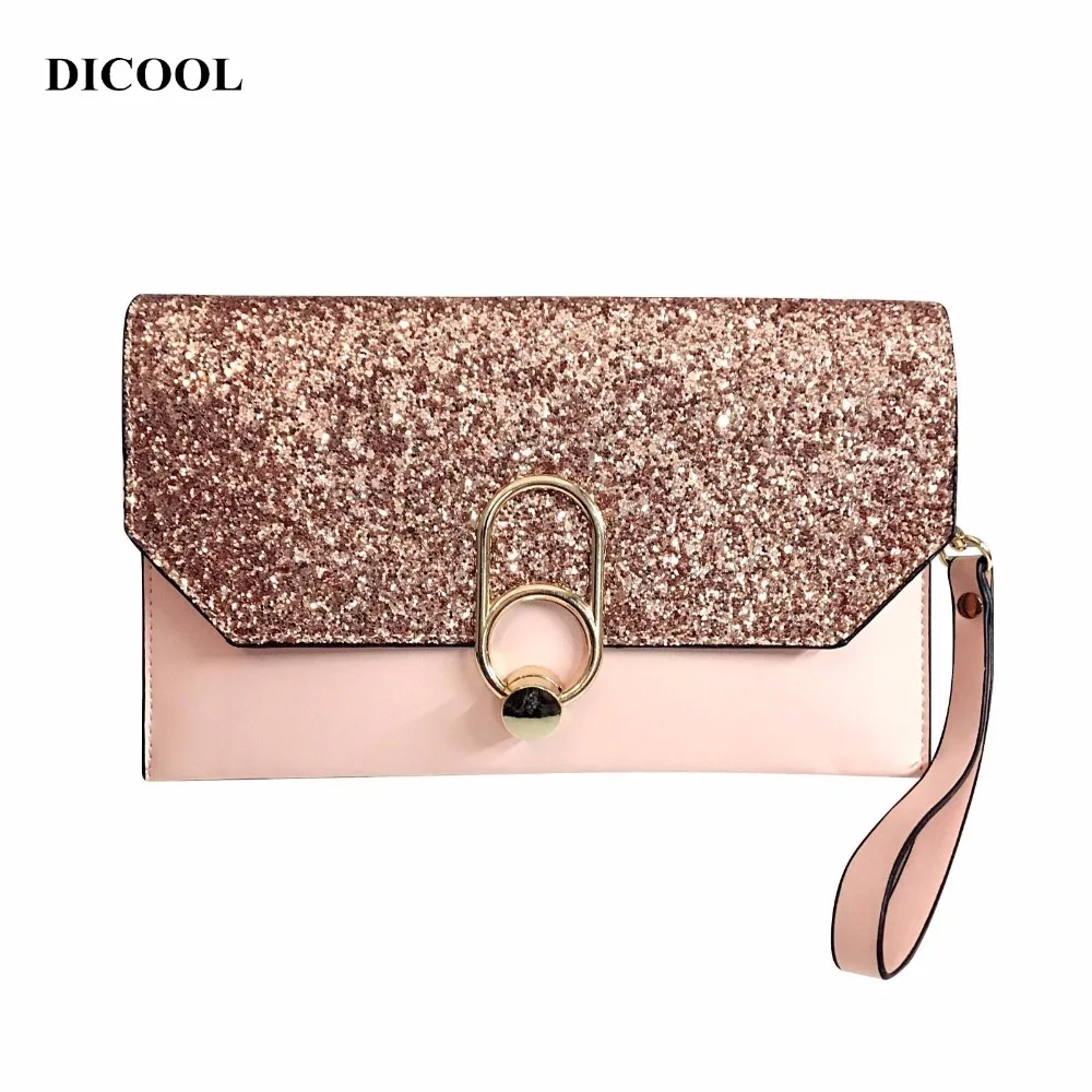 

2019 DICOOL Brand Women Leather Handbags Female Shoulder Bag Designer Luxury Lady Messenger Bag Sequined Women Day Clutch Bag