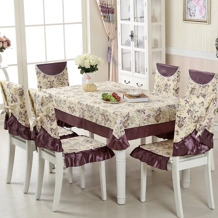  Purple Dinning Tablecloth Bowknot Bind Package Type Back Chair Cover Chair Cushion Set 110*160cm Re