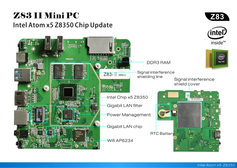 Z83 мини ПК Intel Atom Z8350 до 1,92 ГГц 4 Гб ОЗУ 64 Гб ПЗУ windows 10 Bluetooth 4,0 4K WiFi 1000M LAN win10 Smart tv Box T7