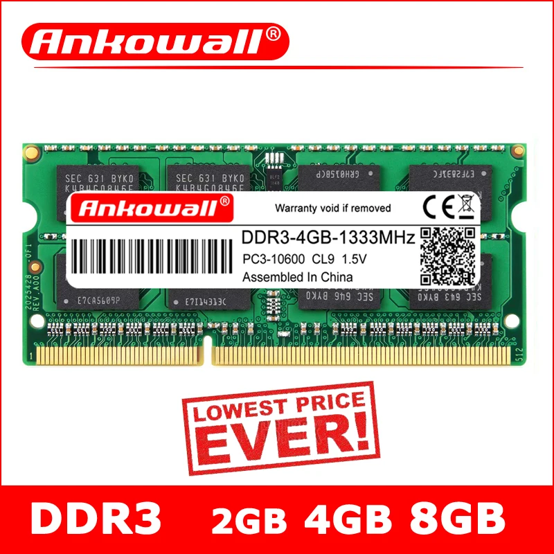 Память ANKOWALL для ноутбука DDR3 2 ГБ 4 8 1066 1333 1600 МГц sodimm ddr3l ОЗУ 204pin 1 5 В/1 35 В|Оперативная