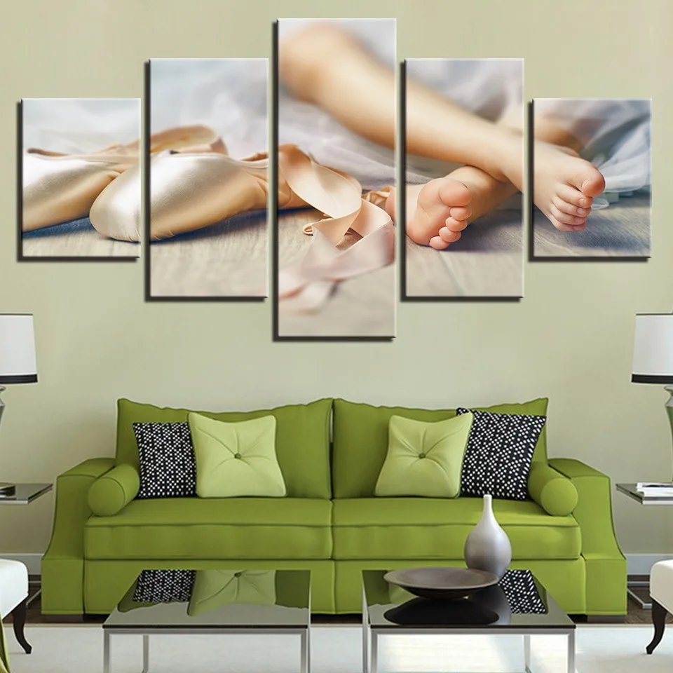 

Colomac Five Pieces Mural Paintings Canvas Paintings HD Decor Home Music Restaurant Combination Mural Fashion Dance Shoes Feet