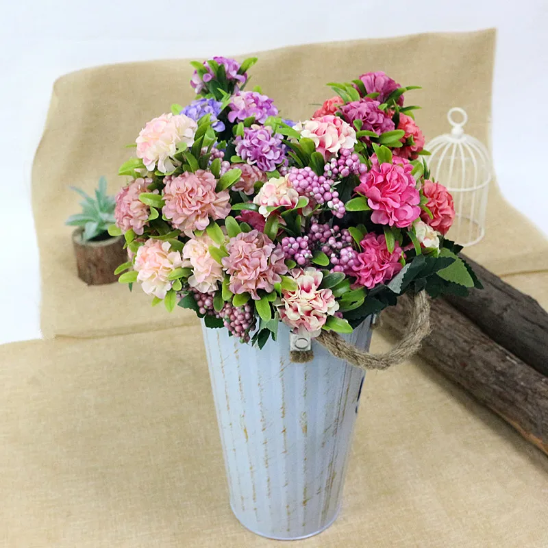Flone Artificial Hydrangea Flower 10 Heads Simulation Silk Hydrangea Bouquet Fake Flowers Wedding Home Party Arrangement Floral (4)