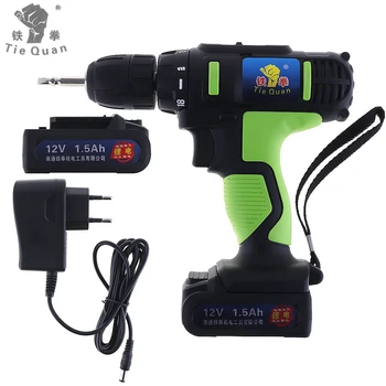 

AC 100 - 240V Cordless Electric Drill Two-speed Adjustment Button 12V Electric Drill / Screwdriver+ 2 Lithium Batteries