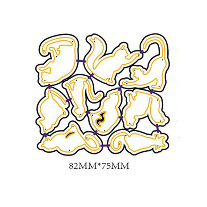 9 шт./компл. коты металлическая резка Скрапбукинг Крафтовая окраска порезы бумага художественная карточка изготовление тиснение трафарет 82*75 мм