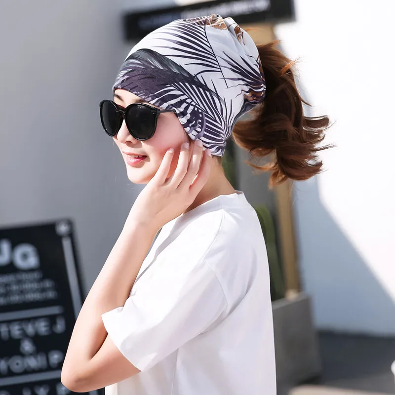 

Miya Mona Women Casual Multi Functional Beanie Scarf Printed Pattern Hat Girls Autumn Neck Tube Fashion Accessories