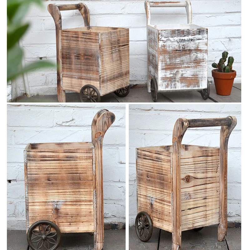 countryside vintage hand made wood planters cart