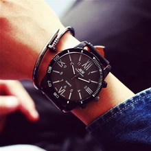 2017 Gran Dial de Reloj de Cuarzo de Los Hombres de Primeras Marcas de Lujo Relojes Militar Hombres de Cuarzo Reloj de pulsera Deportivo de Cuero Negro Masculino Del Relogio