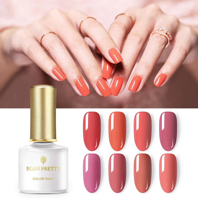 

BORN PRETTY Coral red Series Nail Gel Polish 6ML Hybrid Nail Art Semi Permanent Gel Varnishes Soak Off Pure Gel Color Lacquer