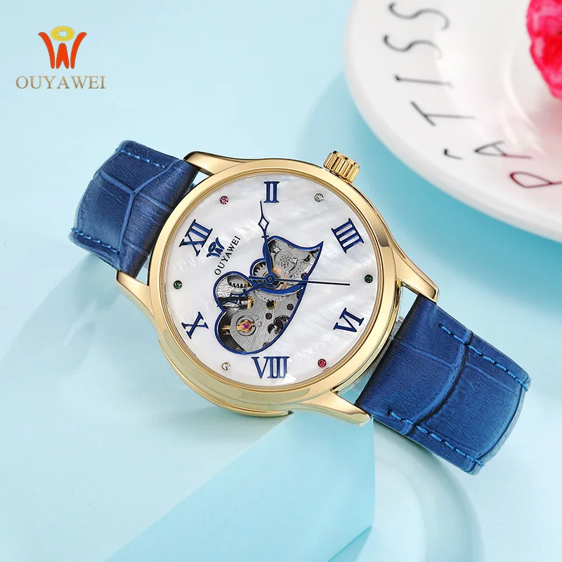 

Women Watches Top Brand OUYAWEI Fashion Luxury Self Wind Automatic Watch Female Skeleton Mechanical Watch women relogio femenino