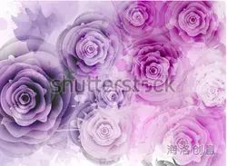 Пользовательские Papel де Parede сала, фиолетовые розы фрески для гостиной в спальню ТВ установка водонепроницаемый обои