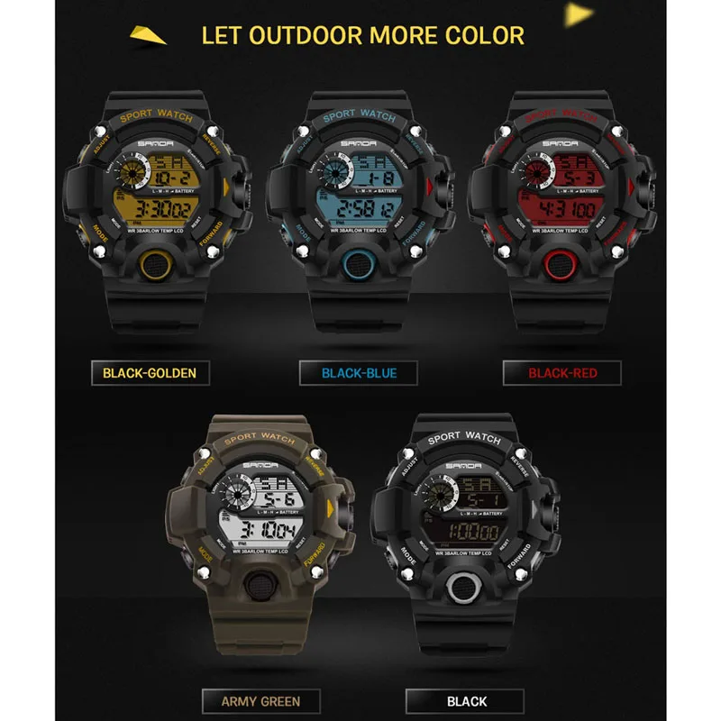 Роскошные модные спортивные часы для мужчин светодиодный цифровой часы 30 м водонепроницаемый человек Relogio Masculino военные часы наручные часы gai