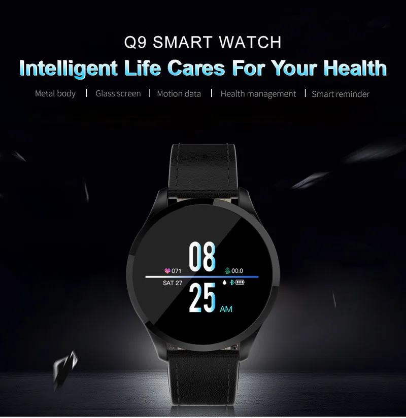 Новинка, умные часы Q9 для мужчин и женщин, водонепроницаемые, с датчиком HR, для измерения артериального давления, Модные Смарт-часы VS Q8, фитнес-трекер