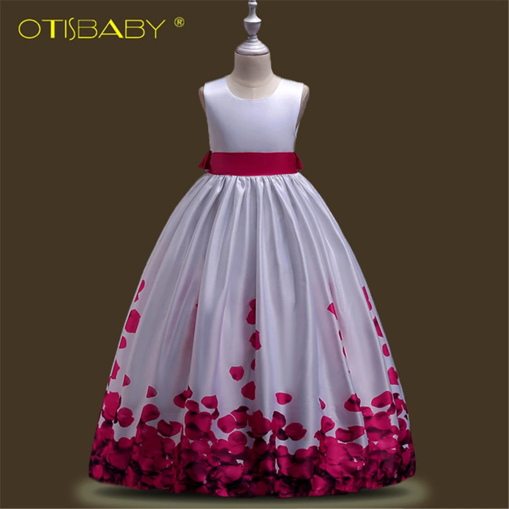 

Kids Petal Prints Elegant Dresses for Girls Fashion Children Teenagers Ceremony Pageant Dresses for Girls 10 11 12 13 14 Years