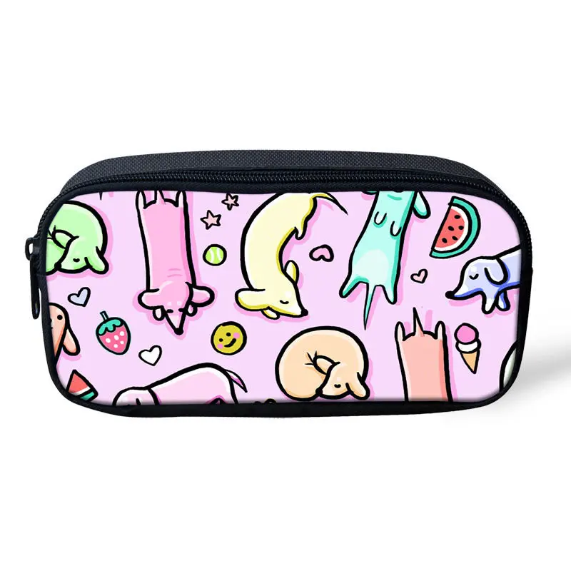 

THIKIN Cute Sausage Dogs Zipper Women Make up Bag Dachshund Printing Student School Pencil Bag Children Stationery PencilBags
