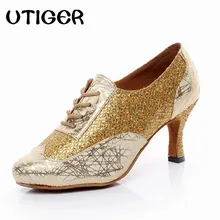 Для женщин Латинская танцевальная обувь женская танцевальная обувь для танцев на высоких каблуках 5,5 см 6,5 см 7,5 см цвета: золотистый, серебристый черный угловатые танцевальные туфли