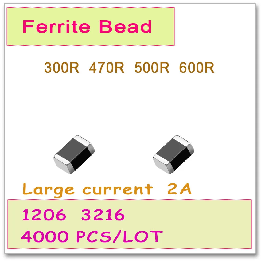 JASNPROSMA 1206/3216 100MHZ 4000PCS 2A Large current SMD Ferrite Bead 300R 470R 500R 600R 25% OHM New High quality | Электроника