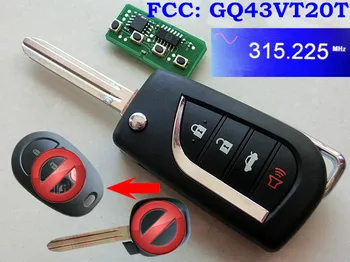 

RMLKS 4 Button Floding Flip Remote Key Fob 315MHz With 4D67 72G H Chip Fit For Toyota Sienna Van FCC ID : GQ43VT20T TOY43 Blade
