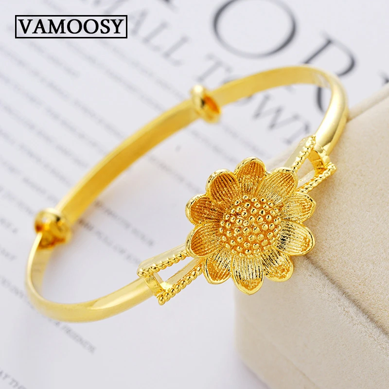Pure 24K 999 Yellow Gold Bracelet Lucky Lotus Love Bangle For Woman