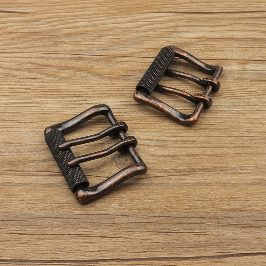 DIY John Leathercraft Hardware Double Pins Belt Buckle With Brass