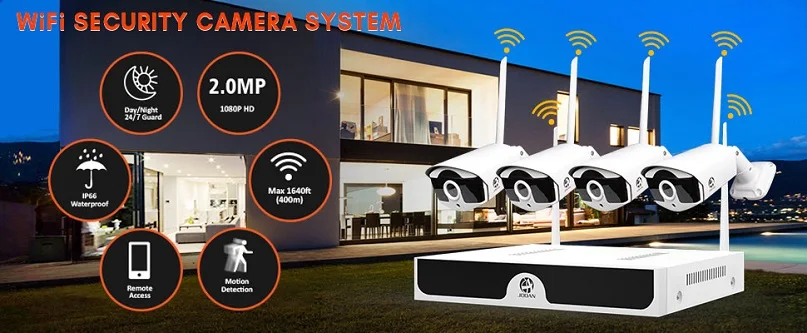 4CH 1080P Беспроводной NVR Wifi камера безопасности системы 2MP Открытый CCTV IP камера видеонаблюдения комплект