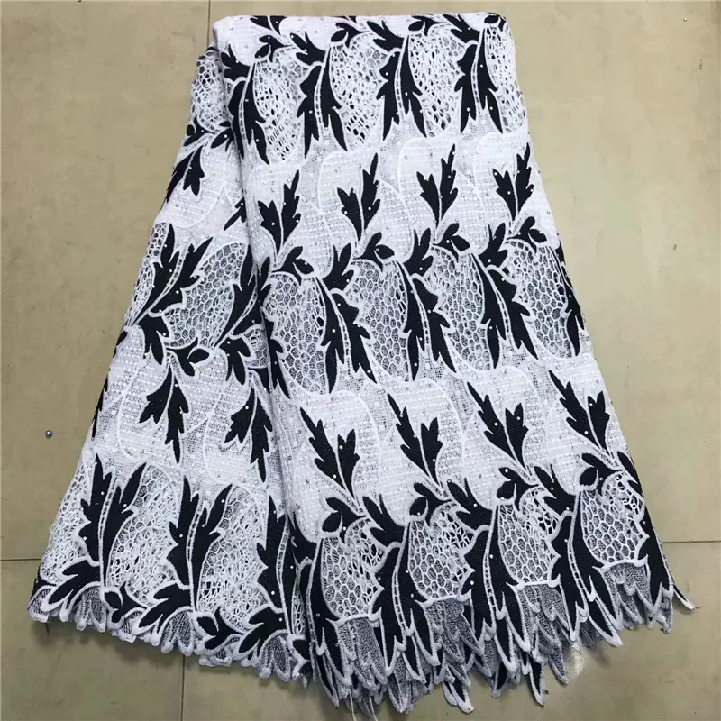 

100%Cotton Swiss lace fabric heavy embroidered beaded French African lace high quality Swiss voile lace in Switzerland WD092002