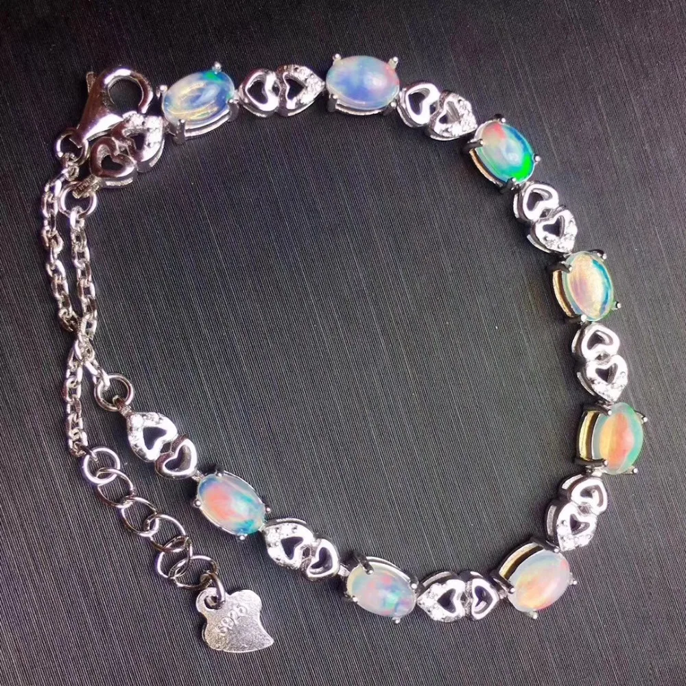 Bracelet de pierres précieuses opale multicolore naturel Bracelet de pierres précieuses naturelles